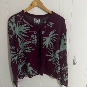 Purple and Green Long Sleeve Boxy Cardigan